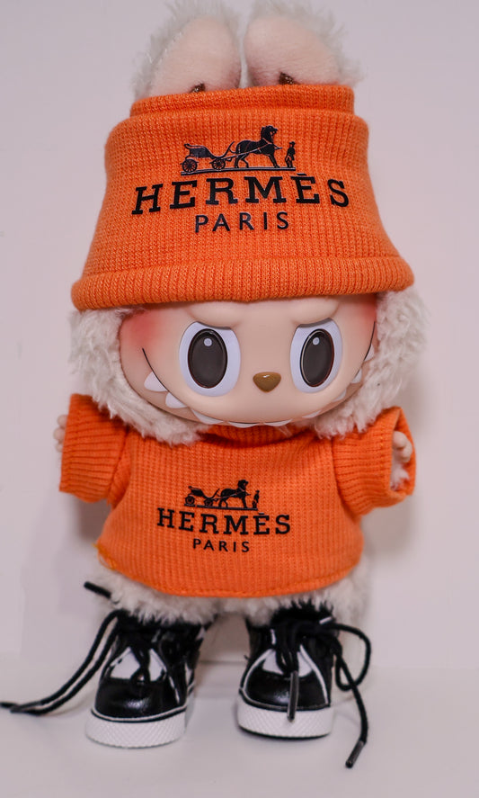 Orange Luxury Knit Outfit Set – Bold Fashion Style for Labubu