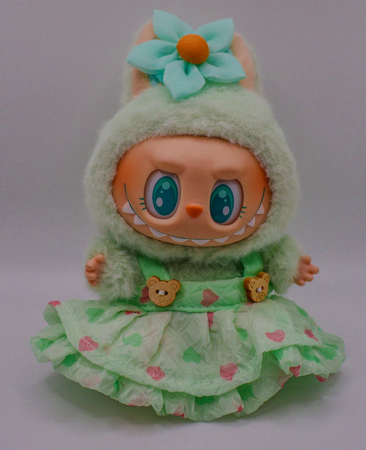 Labubu Mint Green Outfit with Aqua Flower