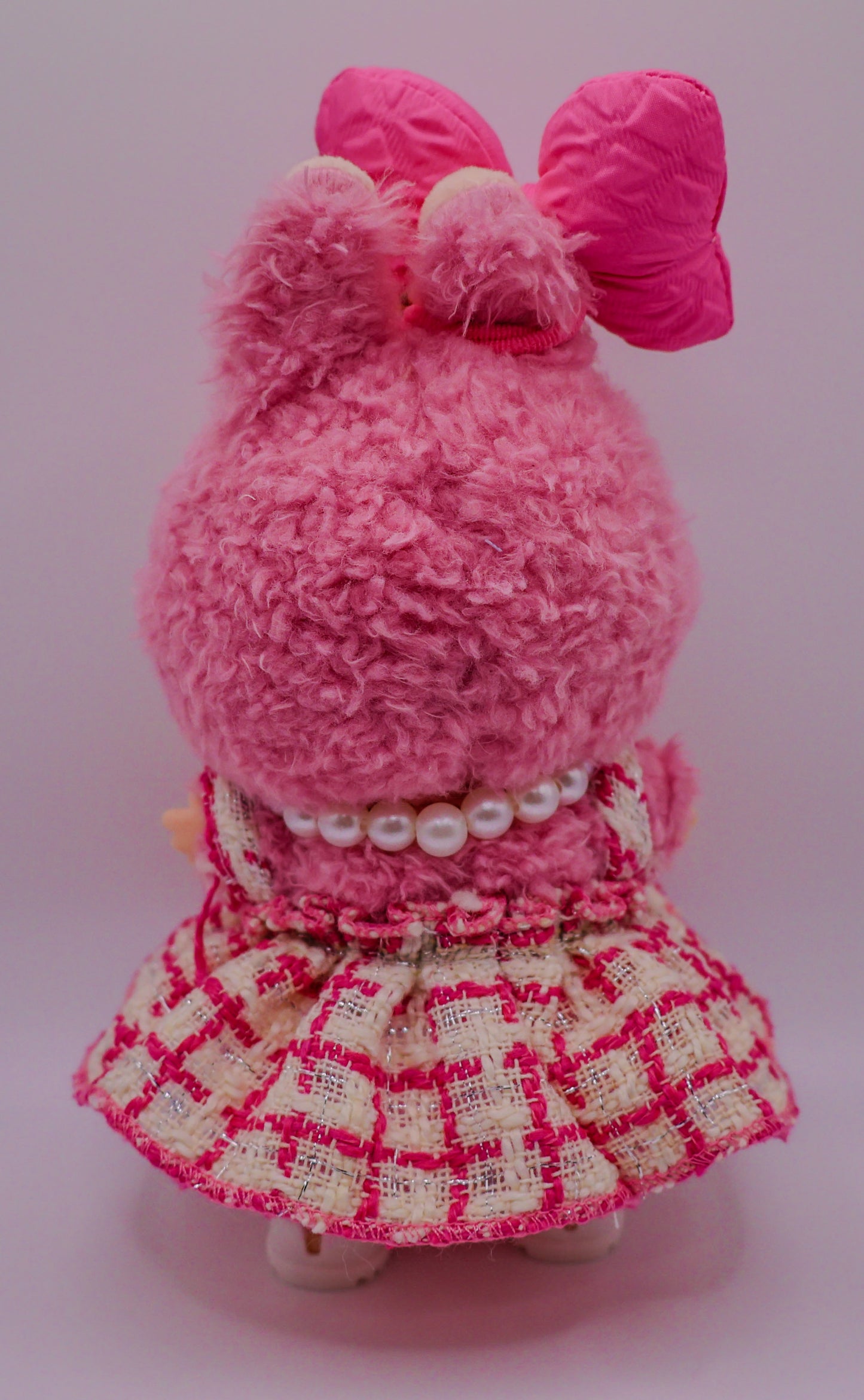Pink Tweed Bow Outfit Set for Labubu