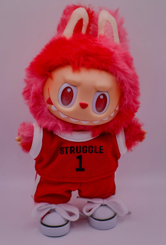 Red Basketball Jersey Outfit Set for Labubu