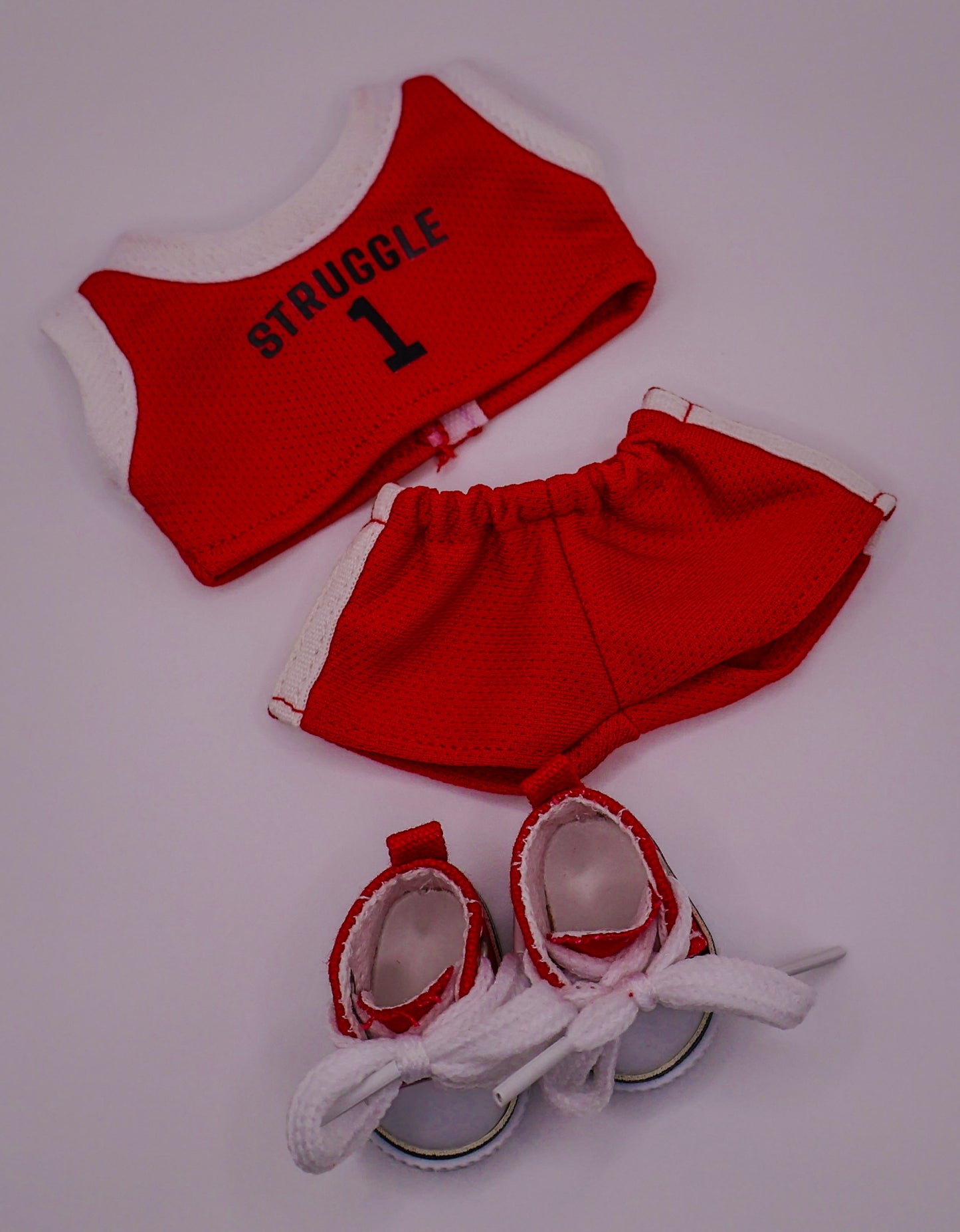 Red Basketball Jersey Outfit Set for Labubu