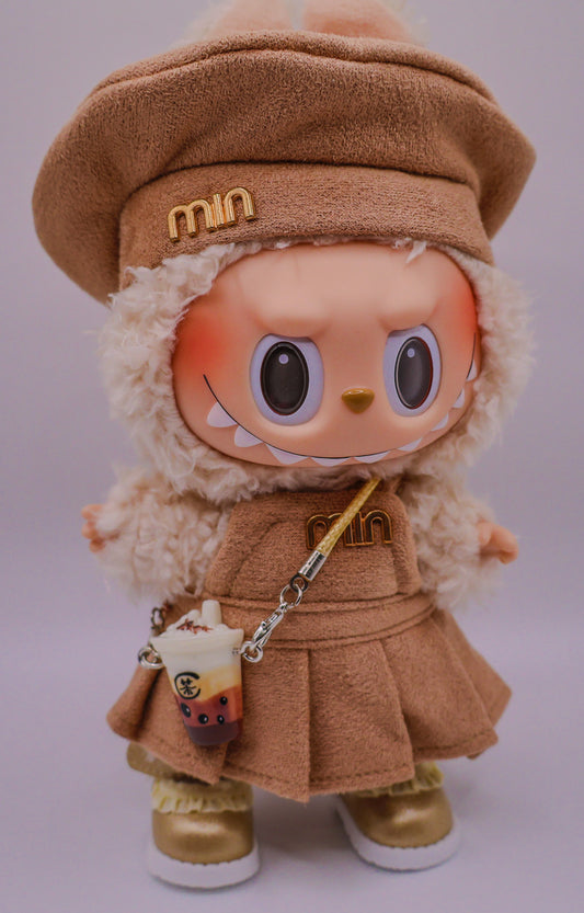 Beige Café Outfit Set for Labubu