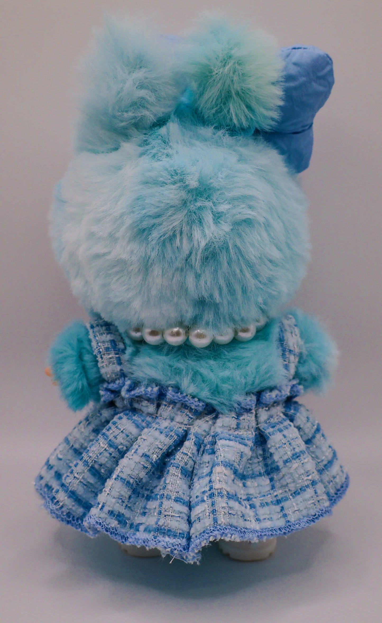 Blue Tweed Bow Outfit Set for Labubu