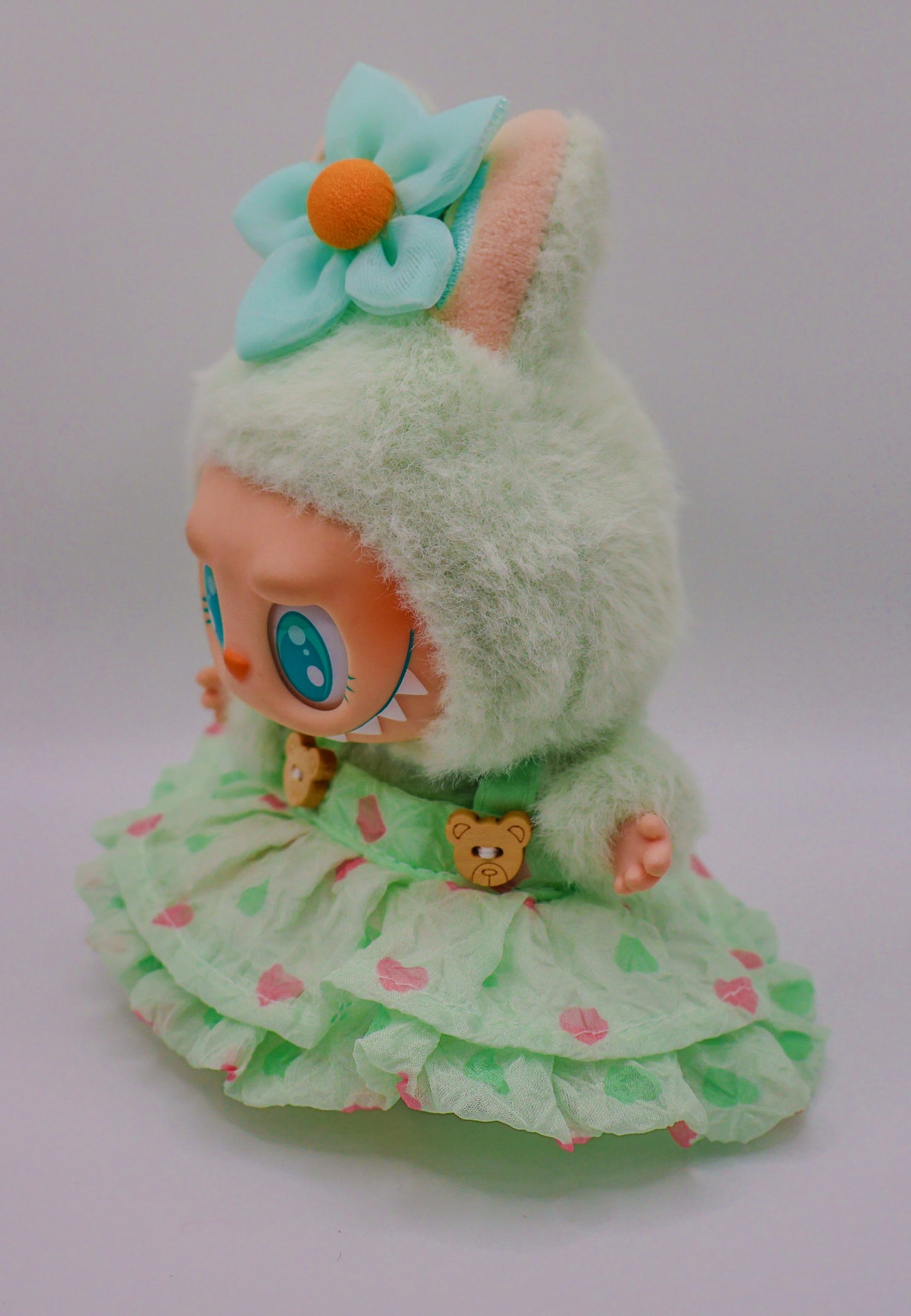 Labubu Mint Green Outfit with Aqua Flower