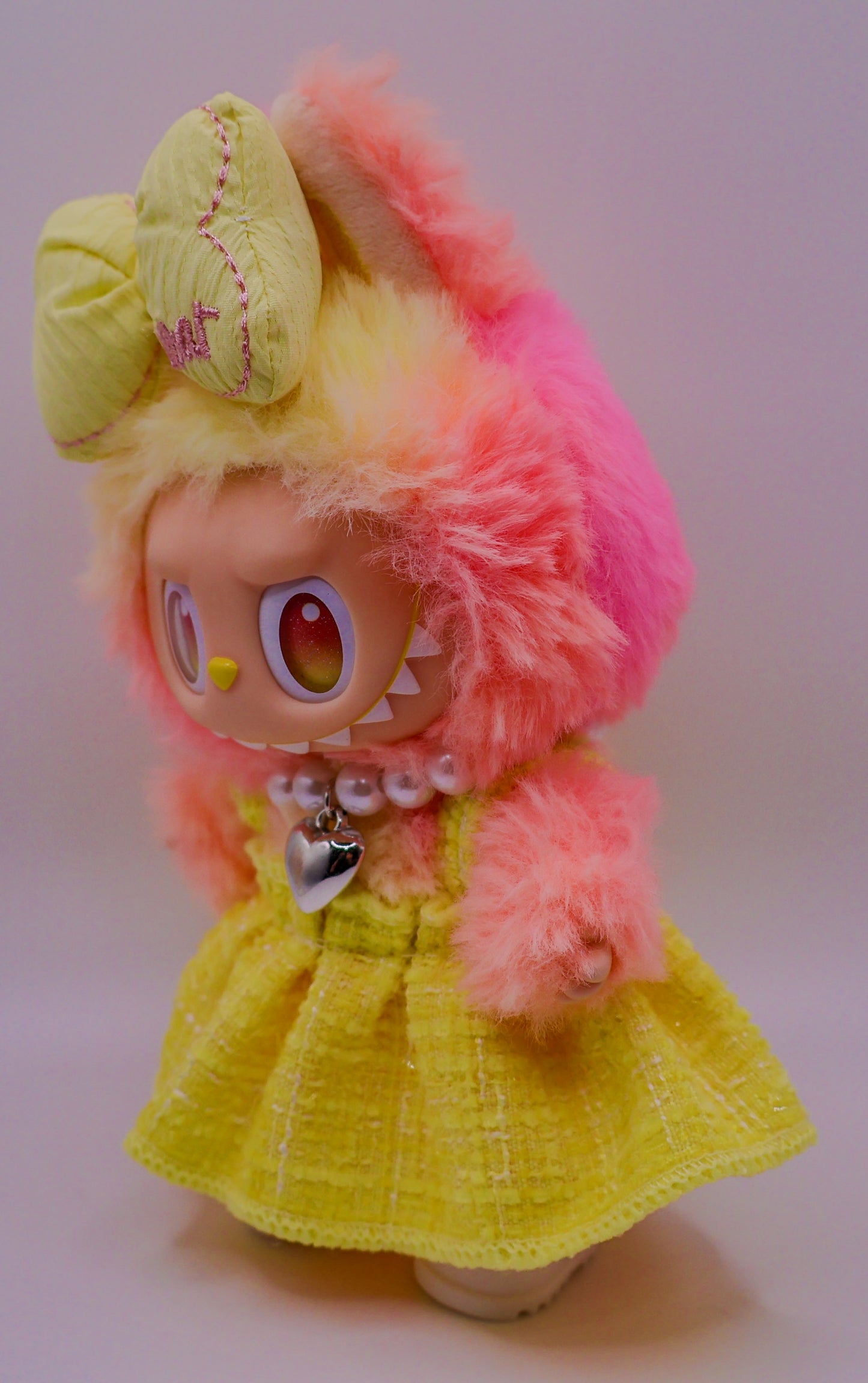 Yellow Tweed Bow Outfit Set for Labubu
