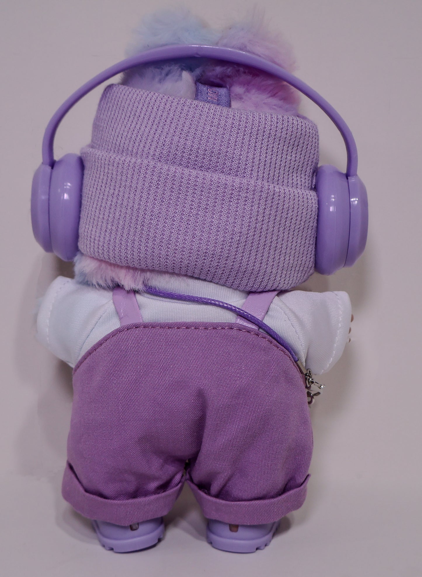 Lavender Streetwear Outfit Set with Headphones & Overalls for Labubu