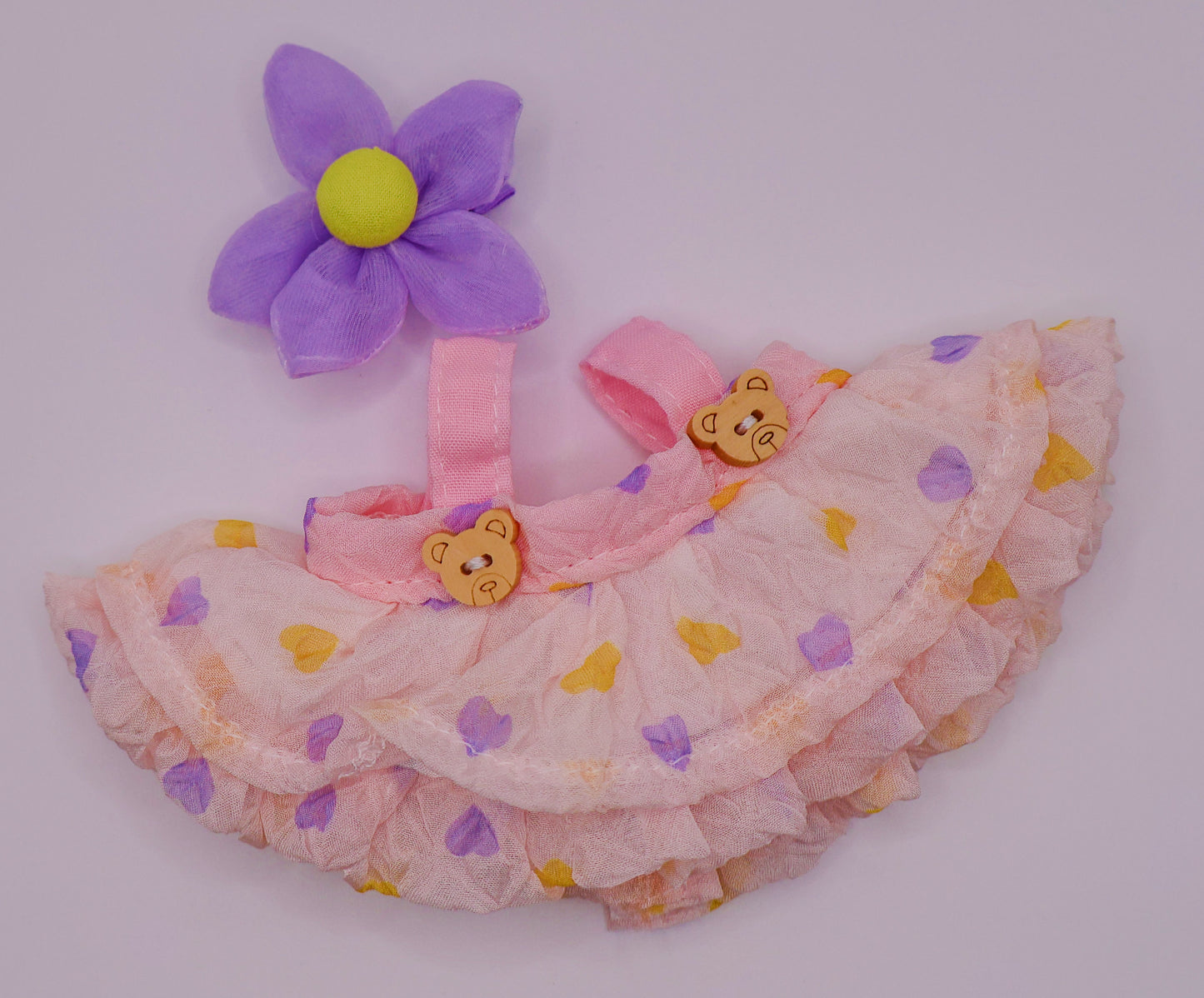 Labubu Pastel Pink Outfit with Purple Flower