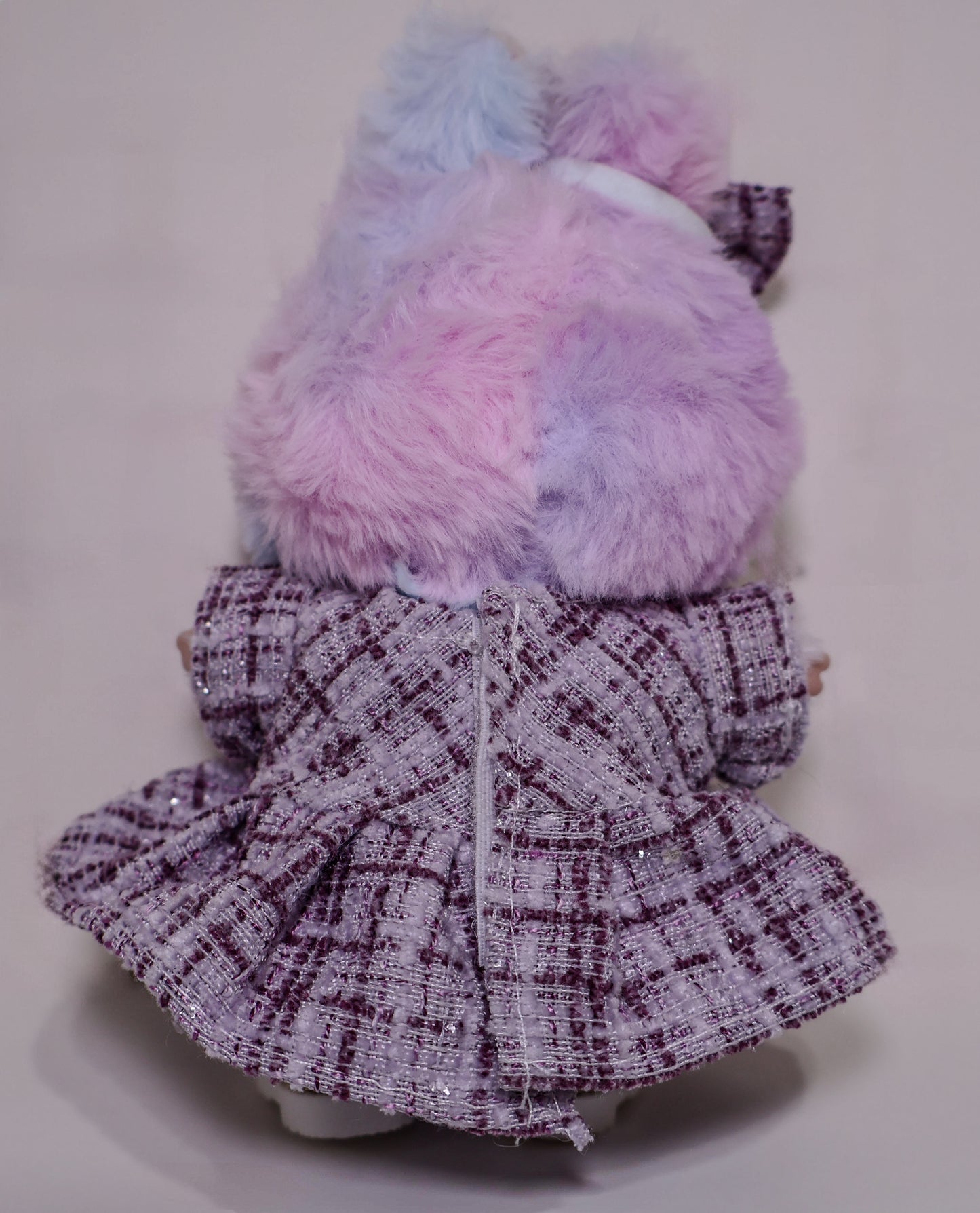 Labubu Lavender Tweed Dress with Bow & Crown Accent