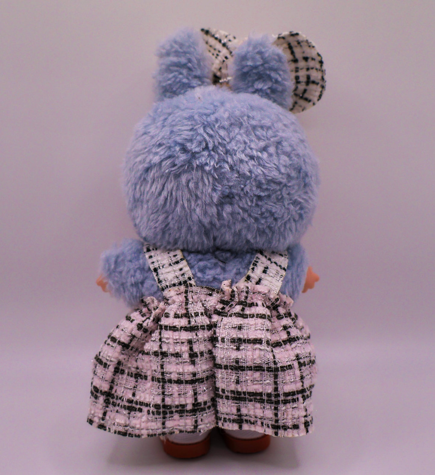 Parisian Chic Tweed Dress with Bow & Butterfly Accent for Labubu